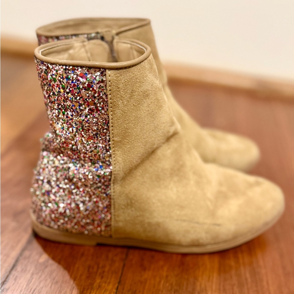 Jcrew Crewcuts Girls Glitter Tan Boots Sz K1